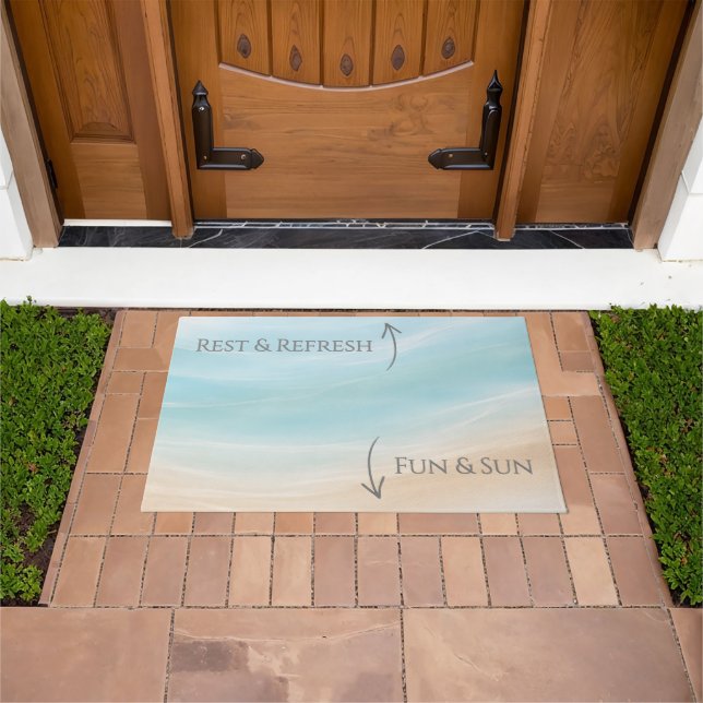 Felpudo Sun & Fun / Rest & Refresh Beach House Welcome Mat (Exterior)
