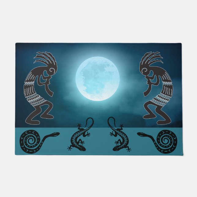 Felpudo Sun Kokopelli Doormat de la luna suroeste (Anverso)