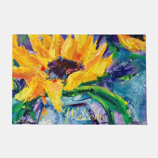Felpudo Sunflower Blues Welcome Door Mat (Anverso)