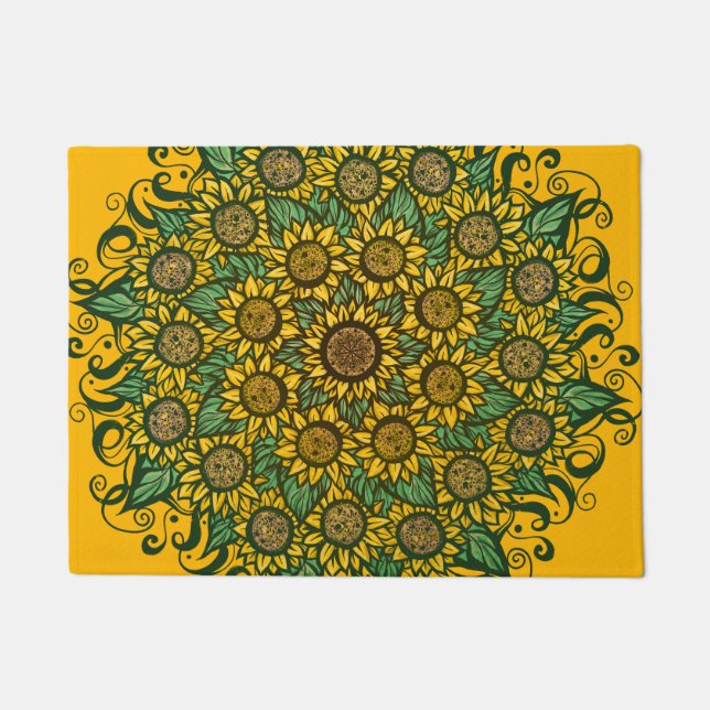 Felpudo Sunflower Mandala Naturaleza Lover Sunflowers Flor (Anverso)