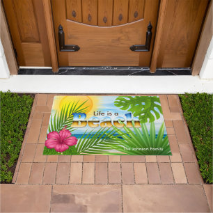 Felpudo Sunrise Life es un diseño tropical de playa