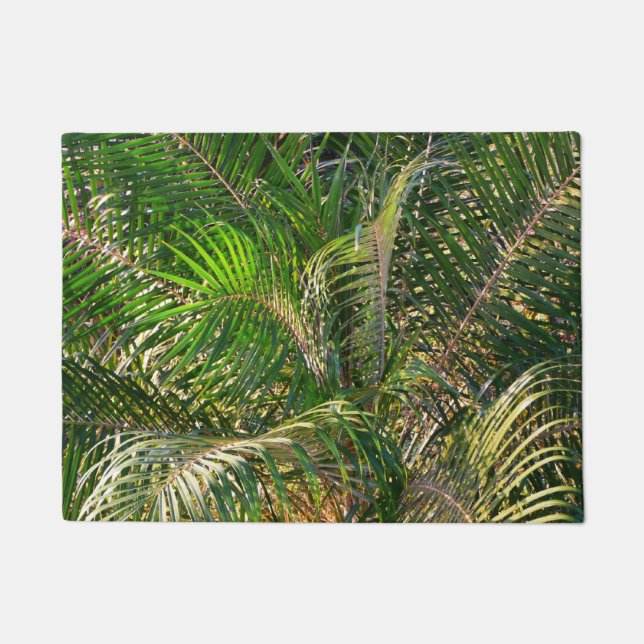Felpudo Sunset Lit Palm Fronds Tropical (Anverso)