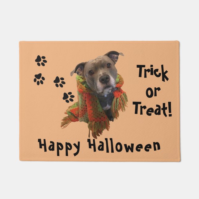 Felpudo Superhéroe Halloween Pitbull Door Mat (Anverso)