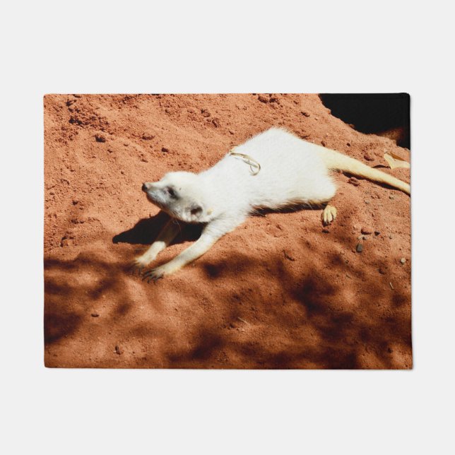 Felpudo Suricata Blanca Estirándose, Alfombrilla (Anverso)