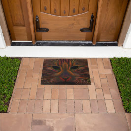 Felpudo Tabby Cat Design Naranja Copper Black Photo Art