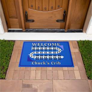 Felpudo Tablero de Cribbage Personalizado Azul Bienvenido 