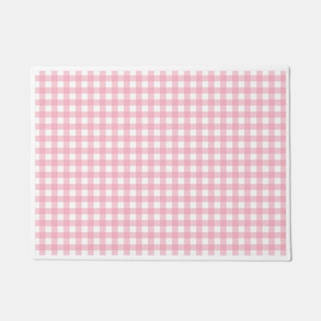 Felpudo Tablero De Tablero Rosado Y Blanco (Anverso)