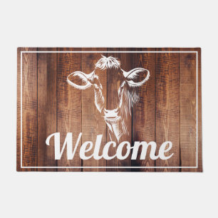Felpudo Tablones de madera del granero rústico de la vaca