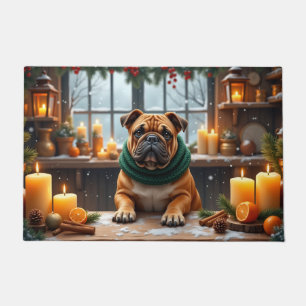 Felpudo Taller de velas de Navidad de Bulldog Art