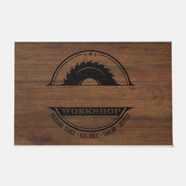 Felpudo Taller Doormat, Rótulo del Taller Personalizado (Anverso)