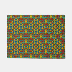 Felpudo Tamaño personalizado Azul Rojo y Amarillo Tribal D