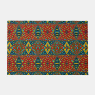 Felpudo Tamaño personalizado Azul Rojo y Mascota Tribal Am