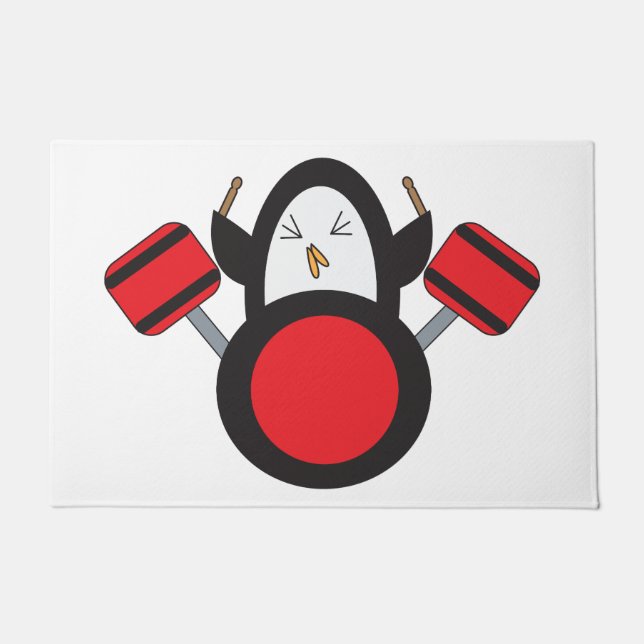 Felpudo Tambores de juego de pingüinos adorables (Anverso)