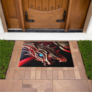 Felpudo Tapa de la puerta del dragón rojo y báscula de oro