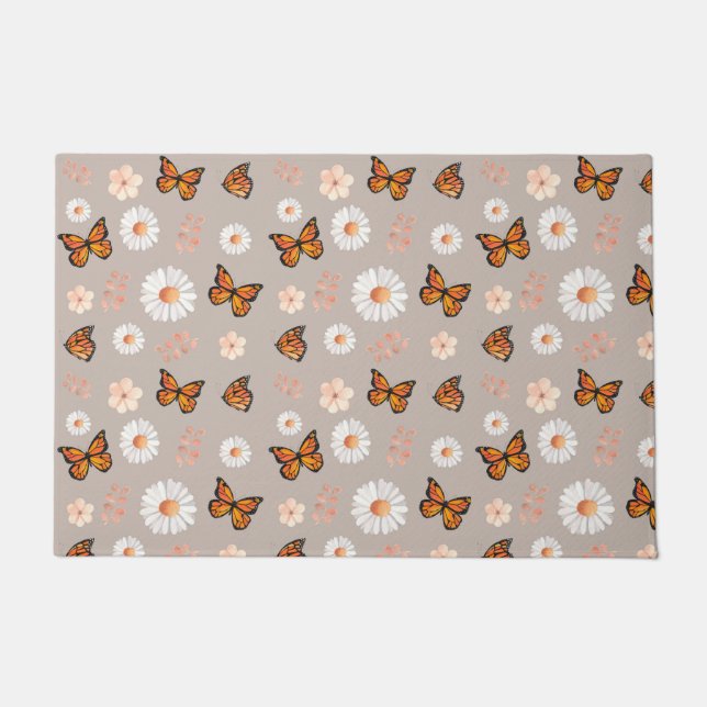 Felpudo Tapete de Borboletas Monarca (Anverso)
