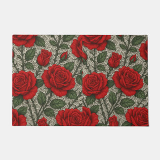 Felpudo tapete Rosas Vermelhas sobre Renda Branca artes