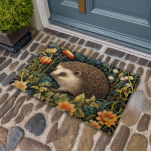Felpudo Tapiz Cute Hedgehog Estilo William Morris