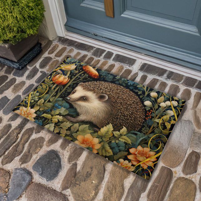 Felpudo Tapiz Cute Hedgehog Estilo William Morris (Subido por el creador)