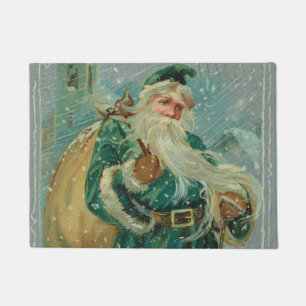 Felpudo Tarjetas de Navidad-Retro Santa Claus Postal