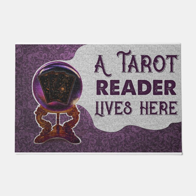 Felpudo Tarjetas Tarot personalizadas Un lector Tarot vive (Anverso)