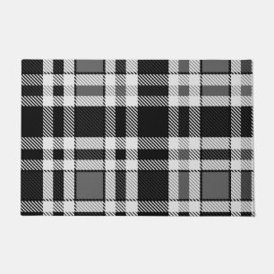Felpudo Tartán Tartán Tartán de plástico blanco gris negro