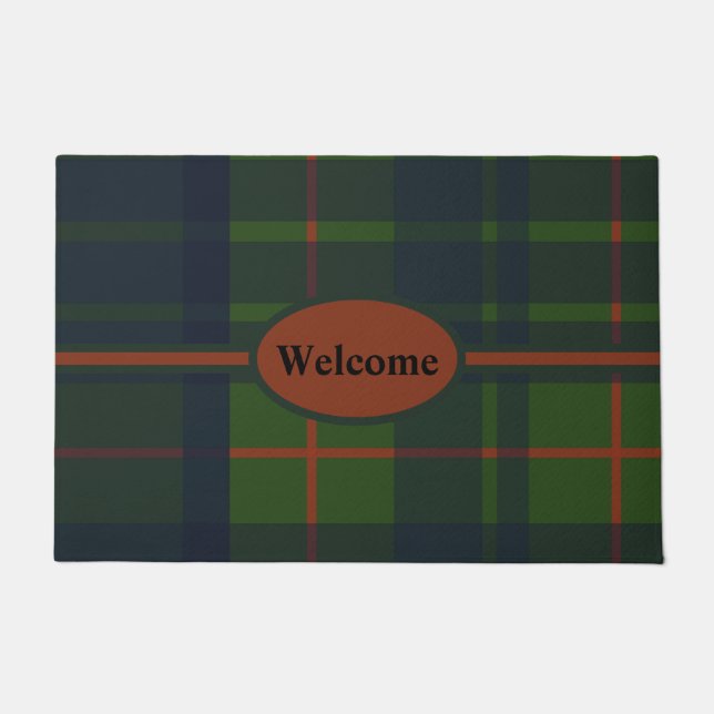 Felpudo Tartán verde azul rojo plaid Scottish Plaid Doorma (Anverso)