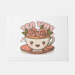Felpudo Té de Rosa de la Hora del Té Kawaii