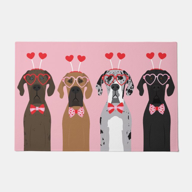 Felpudo Te quiero San Valentín perros Gran Danés (Anverso)