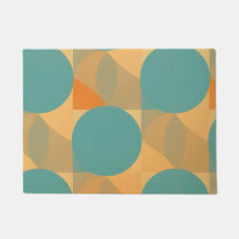 Teal, Tan y Naranja en Patrón de Estilo Retro