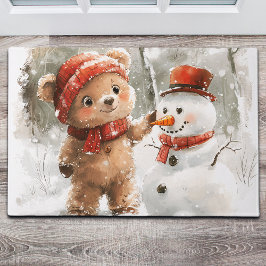 Felpudo Teddy Bear y Snowman
