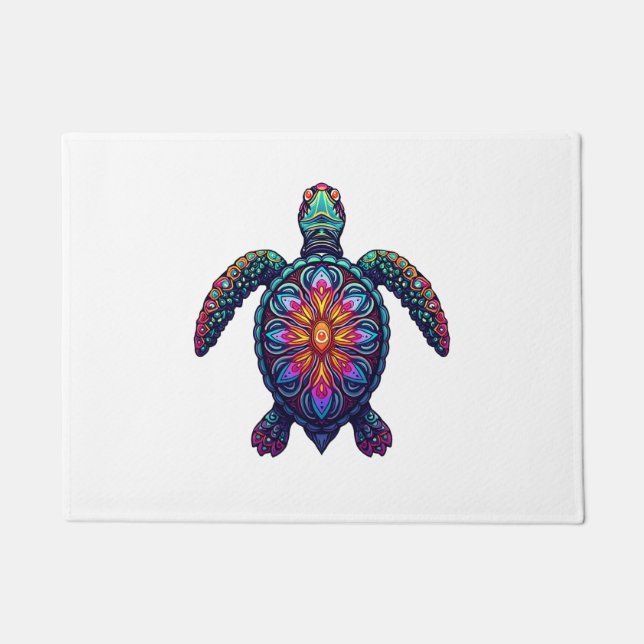 Felpudo Tejido de animales oceánicos tinte marino tribal a (Anverso)