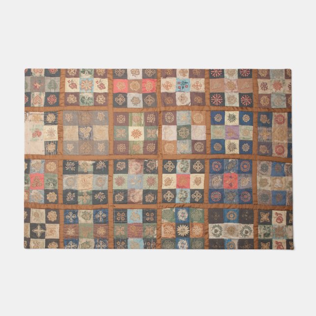 Felpudo Tejido de colcha con pinzas de nueve parches (Anverso)