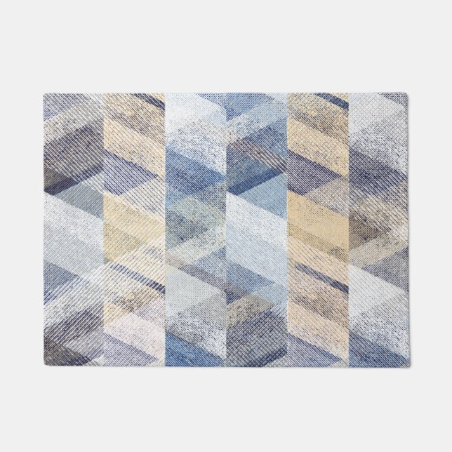 Felpudo Tejidos azul claro, servilletas beige zigzag (Anverso)