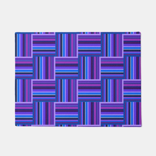 Felpudo Tejidos de rayas azules y violetas (Anverso)