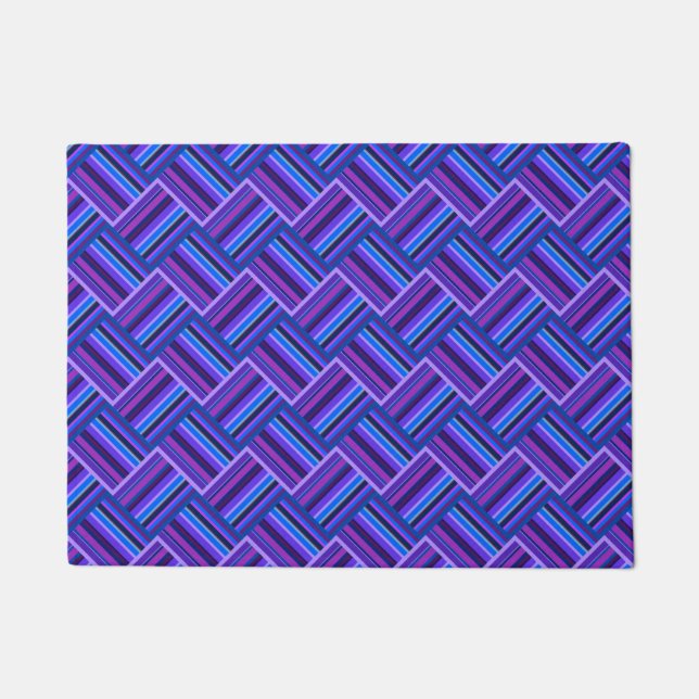 Felpudo Tejidos de rayas azules y violetas (Anverso)