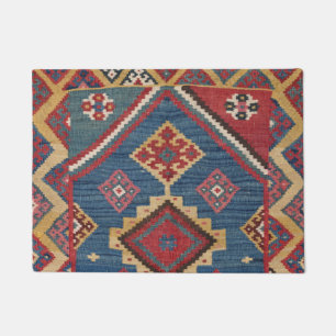 Felpudo Tejidos Kilim Royal Blue Yellow Classic 