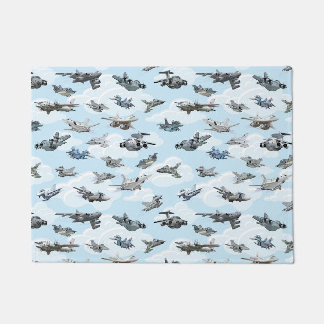 Felpudo tela de patrón de aviones de guerra personalizados (Anverso)