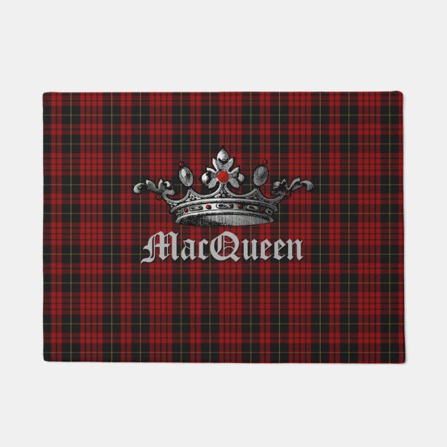 Felpudo Tela escocesa roja y negra de MacQueen con la (Anverso)