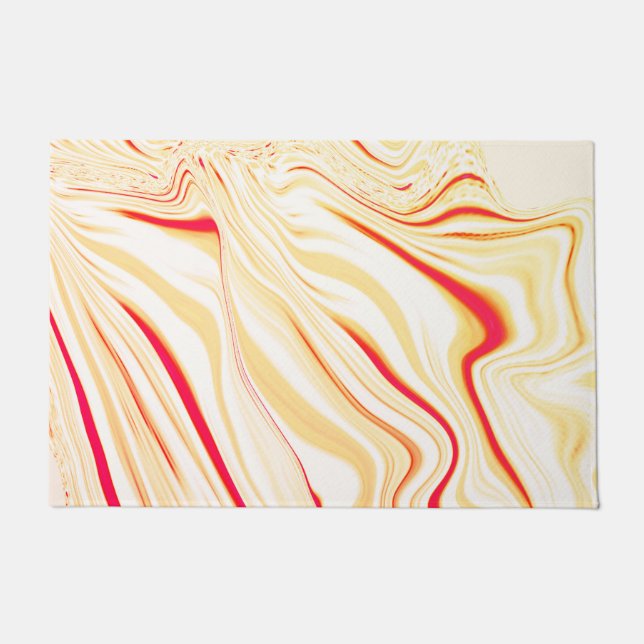 Felpudo Tela ondulada con tonos beige claro, curva rosa ro (Anverso)