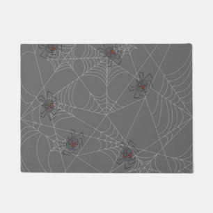 Felpudo telaraña y calabazas de Halloween