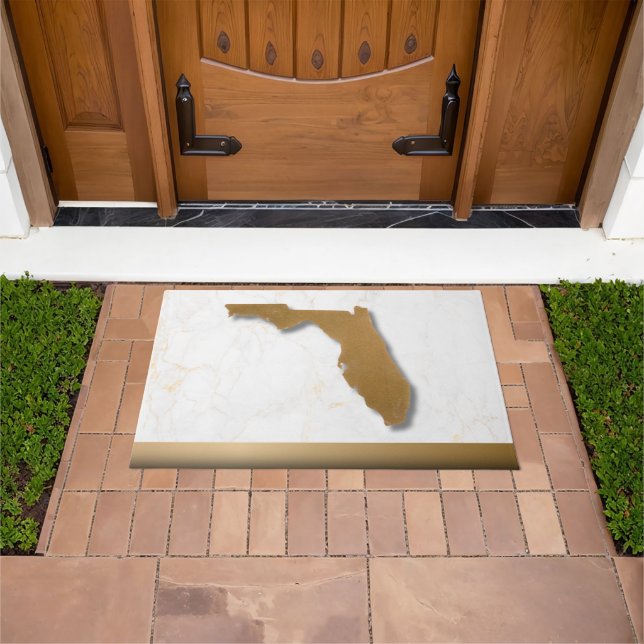 Felpudo Tema Florida Elegante Moderno Chic Oro & Mármol   (Exterior)