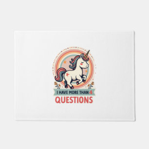 Felpudo Tengo más de 4 preguntas Vintage Unicornio Retro