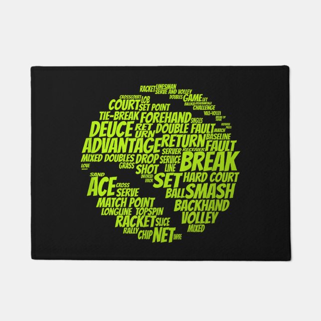 Felpudo Tenis Jugador De Tenis Jugando A La Pelota De Teni (Anverso)