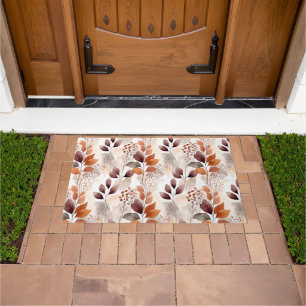 Felpudo Terracota y hojas de otoño de Borgoña Boho Autum