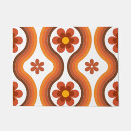Felpudo Terracotta Mid Century Moderno Floral Arcoiris Ret