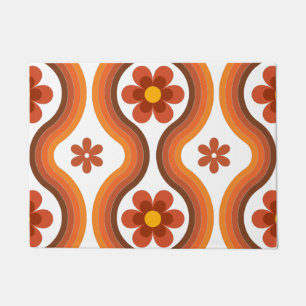 Felpudo Terracotta Mid Century Moderno Floral Arcoiris Ret