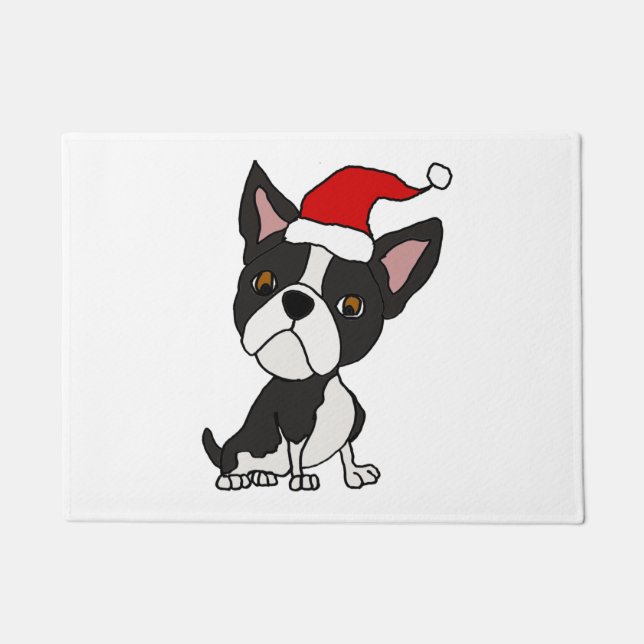 Felpudo Terrier de Boston en Personalizado de Navidades de (Anverso)