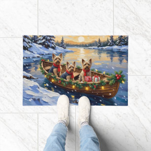 Felpudo Terrier de Yorkshire Navidad Barco Fiesta