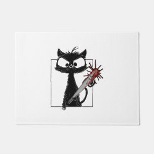 Felpudo Terror de béisbol de gato negro de Halloween