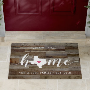 Felpudo Texas Home State Personalizado Wood Look